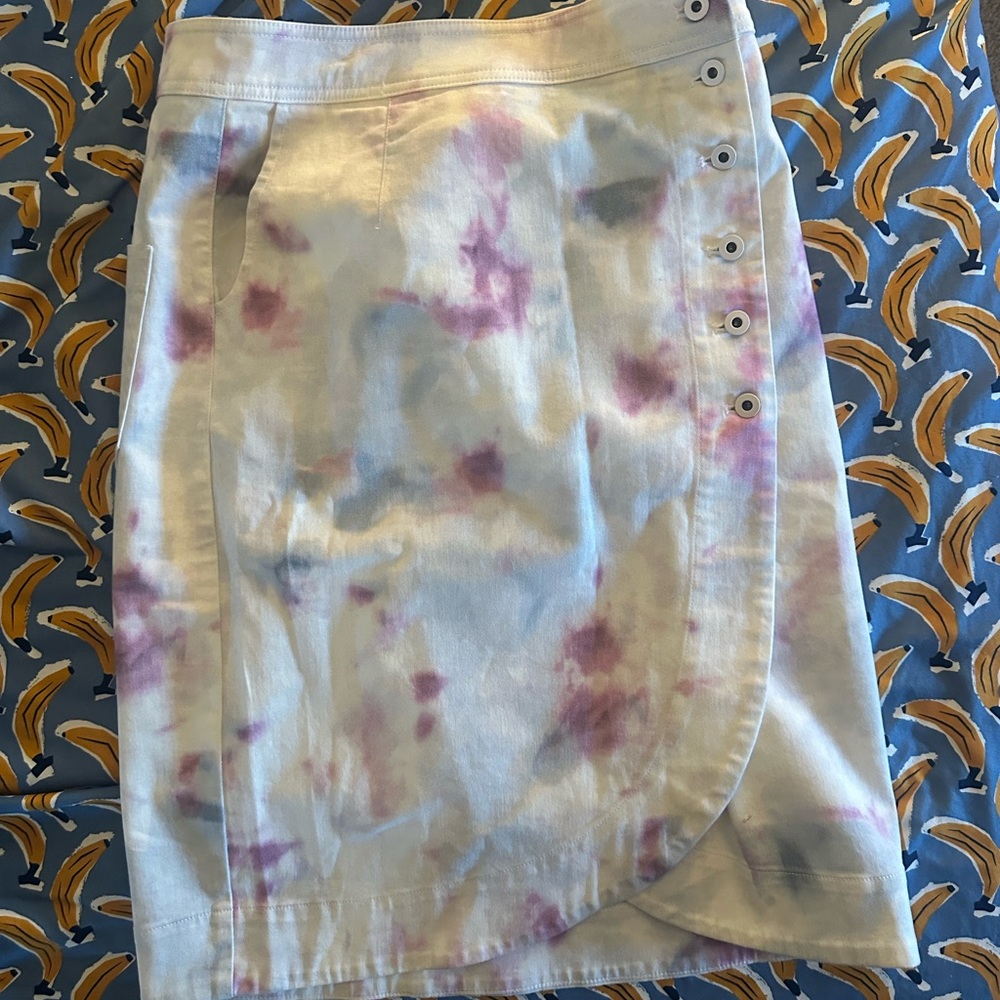Anthropologie Asymmetrical Skirt in tie dyed colors purple and Pink